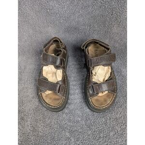 Bass Womens Sunnappo Brown Leather Platform Sandals 6.5M Sawtooth Sole Y2K Style